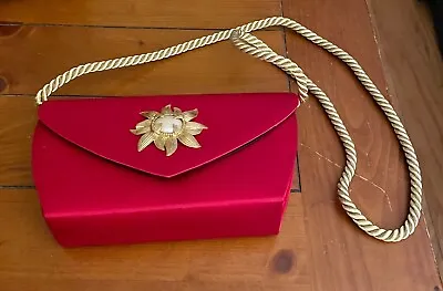 Victor Costa Red Purse With Gold Roped Strap Vintage 80s • $39.99