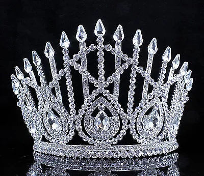 $24.99 • Buy Drop Clear Austrian Crystal Rhinestone Tiara With Hair Combs Crown Pageant T800