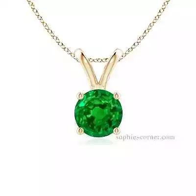 1.25 Ct. Emerald Solitaire Pendant Necklace - Yellow Gold Plated Silver • $44.95