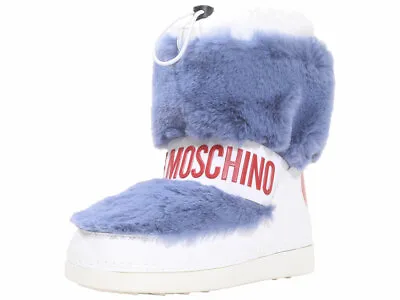 Love Moschino Women's Winter Ankle Boots Faux Fur Blue/White • $180