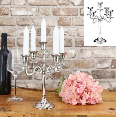 Candlelight - Candle Holder - Candelabra - Aluminum Silver 27 Cm 5 Candles NEW • £17.27