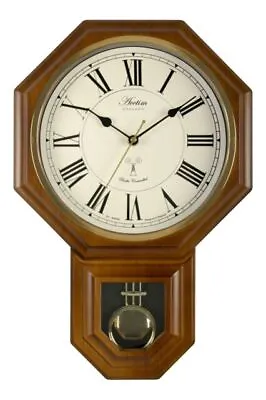 Acctim Yarnton 46cm Brown Darkwood Effect Radio Control Pendulum Wall Clock • £44.95