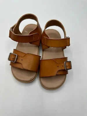 $19.99 • Buy Zara Kids Girls Leather Sandals Brown Size 7 (23) Strap Buckle Summer