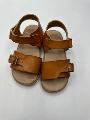 Zara Kids Girls Leather Sandals Brown Size 7 (23) Strap Buckle Summer • $17.49