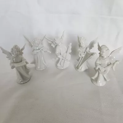 Kunstporzellan Germany Porcelain Angels Figurines Instruments Vintage 3.5  • $34