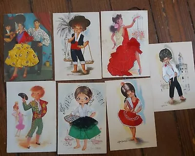 £39.99 • Buy 7  Spanish Embroidered Postcard Dancers Boys Girls Majorca