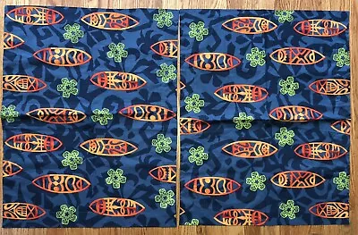 Dean Miller Surf Bedding 2 Standard Pillow Shams Tiki Polynesian Blue Orange New • $34.50