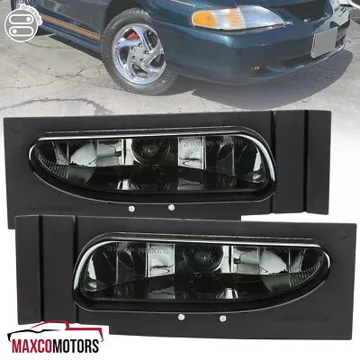 $33.49 • Buy Smoke Fog Lights Fits 1994-1998 Ford Mustang V6 Driving Bumper Lamps+Switch Pair