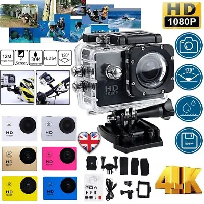 Waterproof DV HD 1080P Ultra Sports Action Camera DVR Helmet Cam Camcorder UK • £14.39