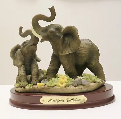 Elephant Figurine On Wood Base - Montefiori Collection - Italy Design • $25