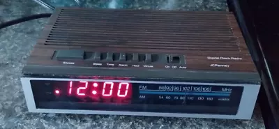 Vintage JC Penney 680-3802B AM/FM Alarm Clock Radio Wood Grain Style Tested • $25