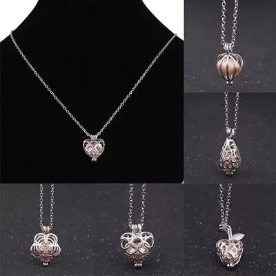 Necklace Pearl Charms Silver Gift Oyster  Locket Cage Bead Pendant • $6.51