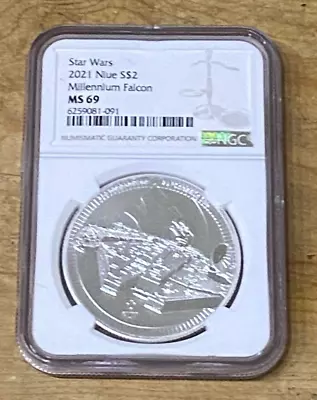 Star Wars Millennium Falcon Silver Two Dollar Coin 2 Oz New Zealand Mint NcG • £149.99