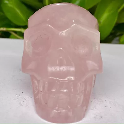 386G Natural Pink Rose Quartz Hand Carved Crystal Skull Reiki Healing • $0.99