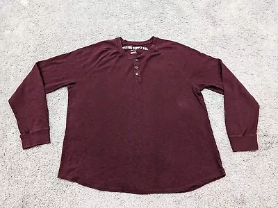 Mossimo T Shirt Mens 2XL XXL Maroon Long Sleeves Henley Cotton • $14.77