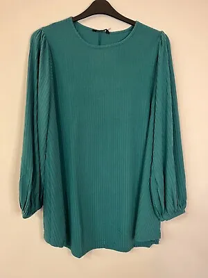 Curve T Shirt Top Plus Size 16 18 20 22 24 26 28 Spruce Green Ribbed Longline • £15.99