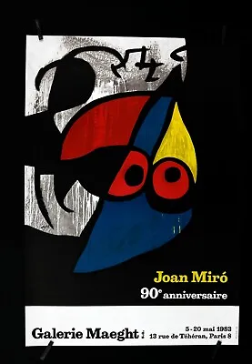 Joan Miro -90th Anniversity-Galerie Maeght- 1983 - Exhibition Silkscreen Poster  • $95