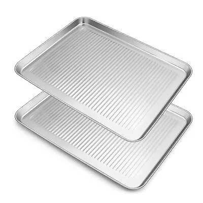 Baking Pan Cookie Sheet Set Of 2 Stainless Steel Rimmed Half Sheet 18” X 13”... • $34.68