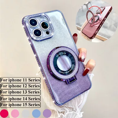 For IPhone 15 Pro Max 14 13 12 11 Bling Glitter Diamond Case Ring Stand Cover • $13.99