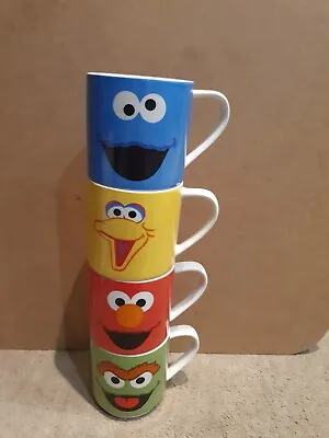 £22 • Buy 4 Official Sesame Street Half Moon Bay Mugs - Big Bird Elmo Cookie Monster 