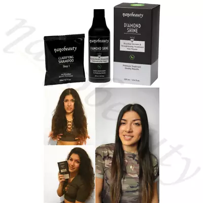 Brazilian Keratin Treatment Hair Straightening Kit Nanobeauty Diamond Shine • £13.99