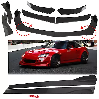 Front Bumper Lip Spoiler+86.6  Side Skirts Body Kits Glossy For Honda S2000 • $99.99