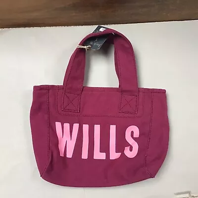 Jack Wills Plum Bag Navy Pink Stripe Lining 100% Cotton Canvas Smaller Tote Bag • £18