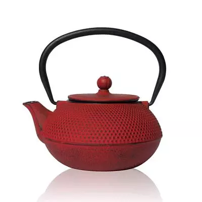 The Exotic Teapot Red Tenshi Cast Iron Teapot 600ml Japanese Style Hobnail • £35.20