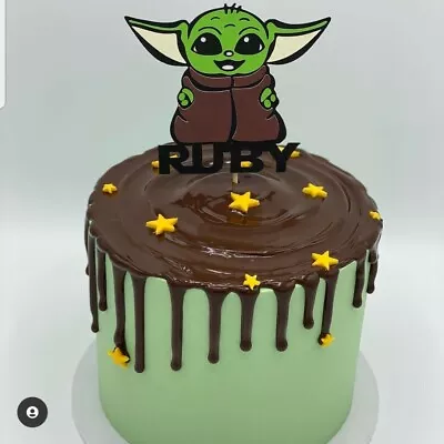 Baby Yoda Cake Topper Birthday Personalised Star Wars Disney Grogu The Child  • £15