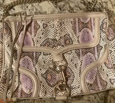 Rebecca Minkoff  Lavend & Gold Leather Snakeskin Mini Crossbody Handbag Designer • $8.99