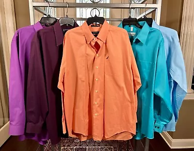 Lot Of 5 XL 17.5 34/35 Stafford Nautica G. Beene Van Heusen Mens Dress Shirts • $39.99