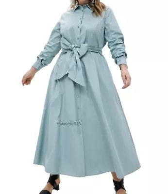MARINA RINALDI Cotton Blend Shirt Dress Size MR 27 18W US 48DE 56IT • $115