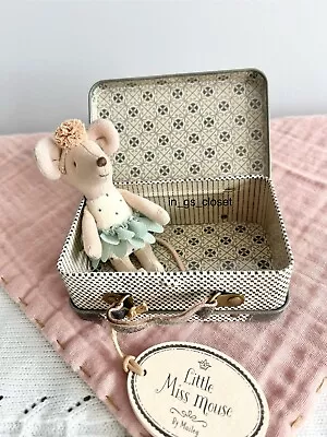 Retired Discontinued Maileg Little Miss Mouse In Tin Suitcase NWT • $92.37