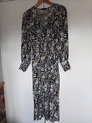 M&S Size 10 Maxi Dress Navy Brown White Bnwot • £18