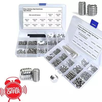 830Pcs Metric + Standard SAE Allen Head Socket Hex Grub Screw Set Assortment Kit • $37.84