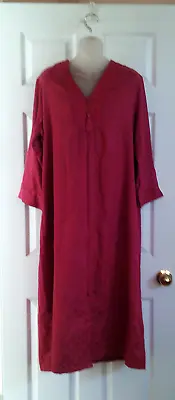 Miss Elaine Jacquard Robe M Zip Front Long Lounger Pink Tassel Pull Pockets • $15.99