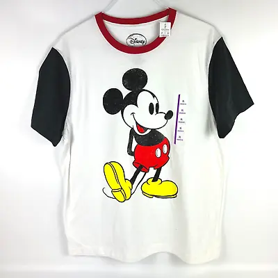 Mickey Mouse T Shirt Multicolored Ringer Disney White Tagless Adult Mens Size XL • $19.95