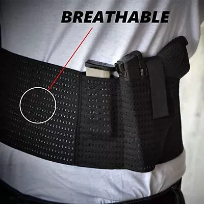 Tactical Belly Band Holster Concealed Carry Pistol Elastic Breathable Gun Pouch • $16.01