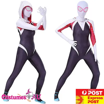 Girls Ghost Spider Costume Gwen Stacey Spiderman Superhero Kids Child Jumpsuit • $28.49