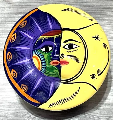 Mexican Handmade Pottery Sun Moon Trinket Dish Jewelry From Morelia In Michoacan • $7.99