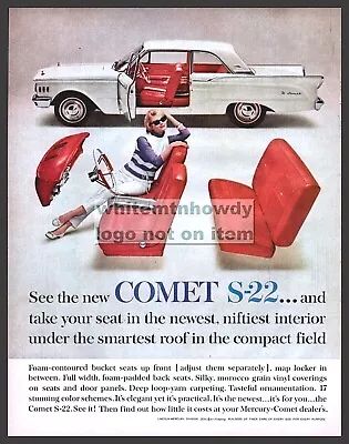 1962 MERCURY COMET S-22 White W/ Red Interior Classic Car Photo AD • $10.99
