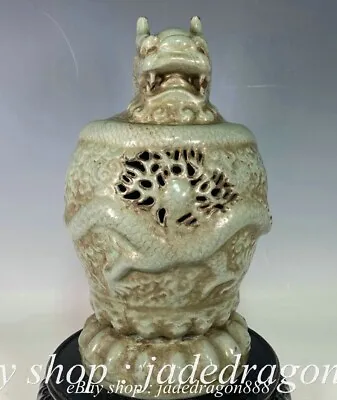 12.6  Song Dynasty Ru Kiln Porcelain Fengshui Dragon Beast Statue Pot Jar Crock • $450