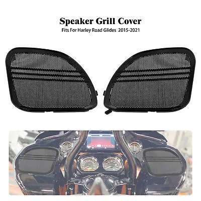 Black Front Fairing Speaker Grille Mesh Covers Trim For Harley Road Glide 15-23 • $20.89