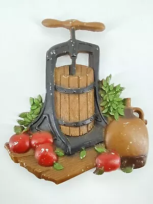 Vintage 1978 Home Interior Homco Metal Wall Plaque Farmhouse Decor Apple Cider • $7