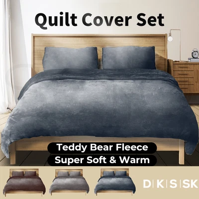 $33.99 • Buy Quilt Cover Set Doona Duvet Teddy Bear Fleece Thermal Winter Pillowcase All Size
