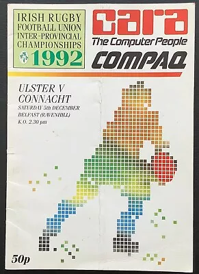 1992 ULSTER V CONNACHT Programme - Ireland Provincial Championship • £2.99