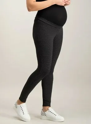 New Ex TU Woman Maternity Black Jacquard Dot Leggings UK 14 - 24 You Choose • £9.99