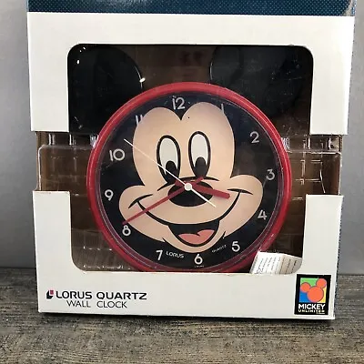 New Vintage Lorus Quartz Walt Disney Mickey Mouse Red Wall Clock Japan Battery • $24