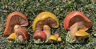 VTG 1970s Duncan Ceramic Mushroom Wall Hangings Groovy Hippy Whimsical Set Of 3 • $49.95