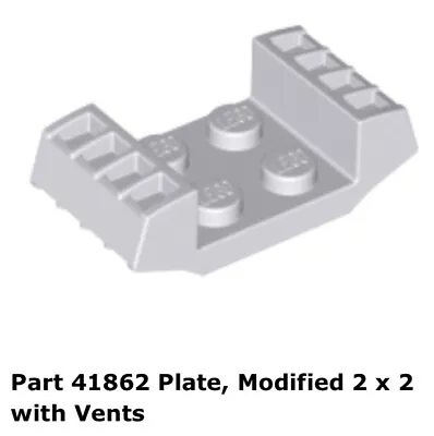 Lego 1x 41862 Light Bluish Gray Plate Modified 2 X 2 With Vents 8039 • $6.29